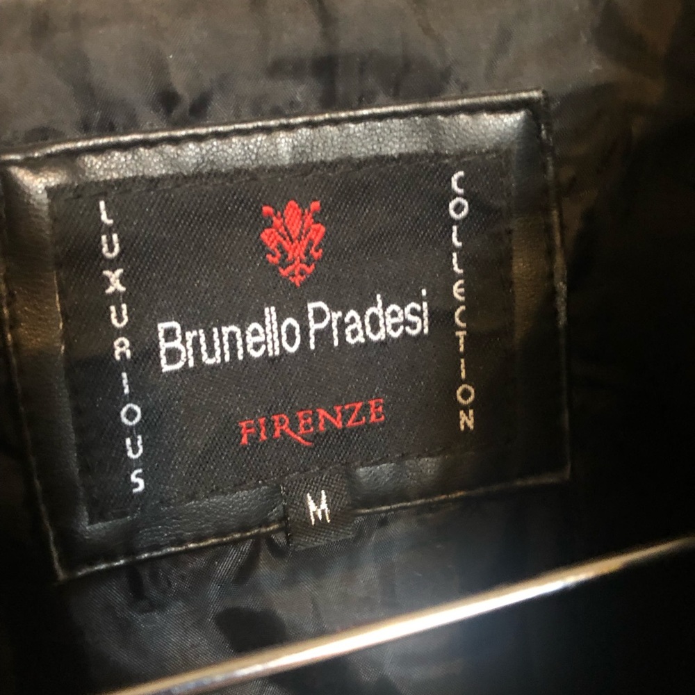 Italian Leather blazer; Florence by - Brunello Pradeshi black soft lambskin. - Picture 4 of 10